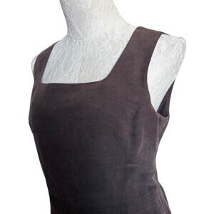 Jones New York Silk Linen Sleeveless Brown 12 Textured Tank workwear capsule